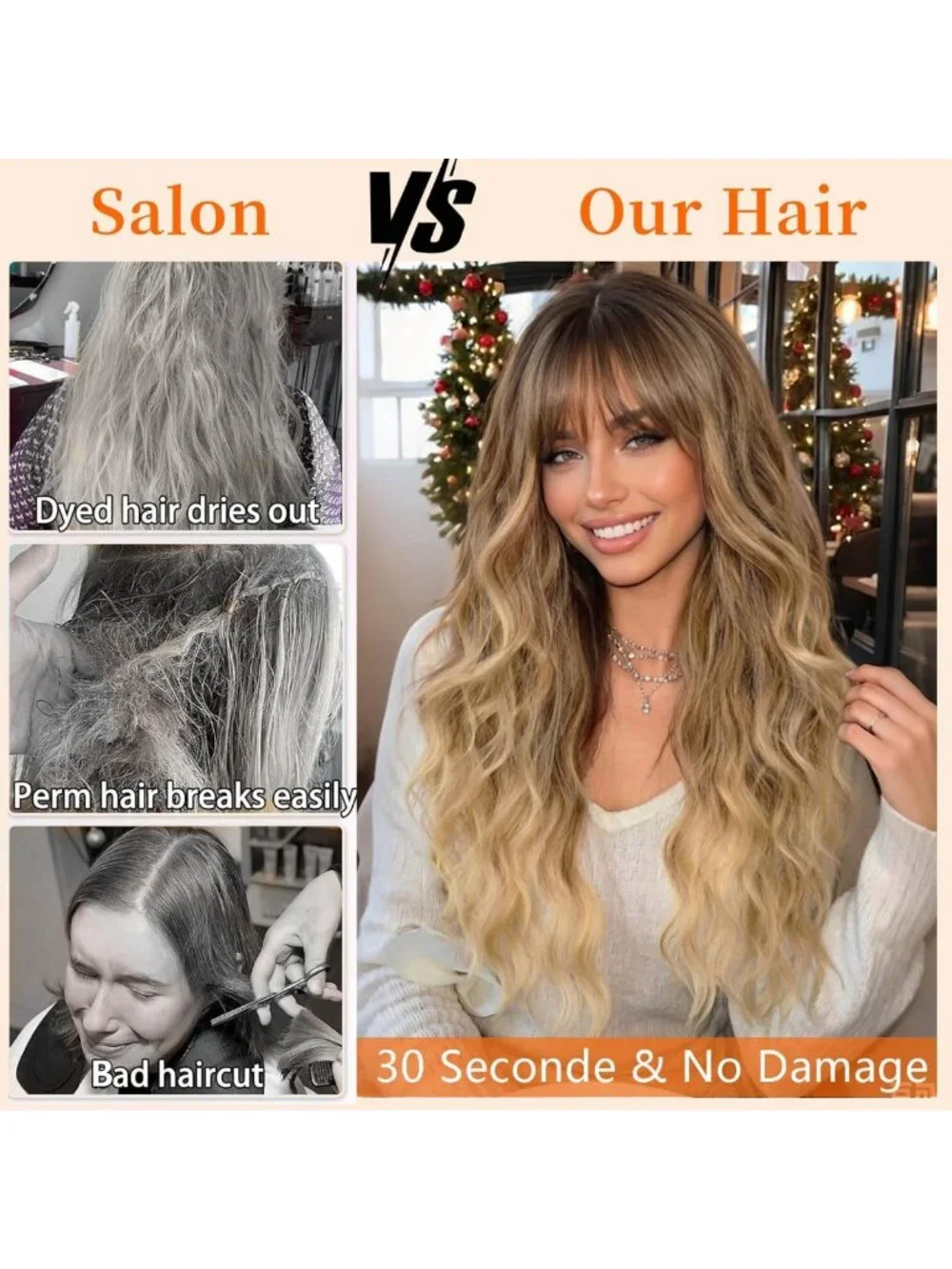 Long Wavy Blonde Wig with Bangs for Women - 26 Inch Stylish Hairpiece